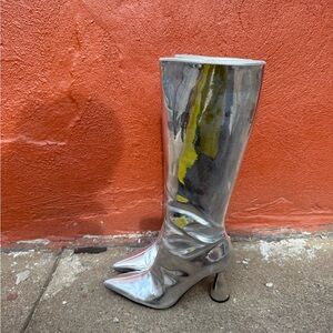 Silver High Heel Boots